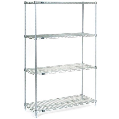 Nexel Stainless Steel, 5 Tier, Wire Shelving Starter Unit, 42W x 21D x 74H 21427S5